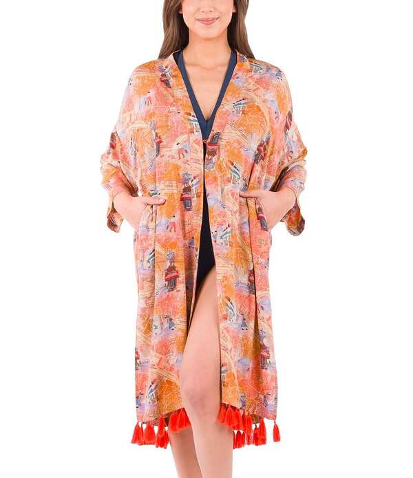 パトリシアナシュ レディース トップス ワンピース プリント Patricia Nash Paris Maprintassel Detail Ruana Paris Map|ReVida 店