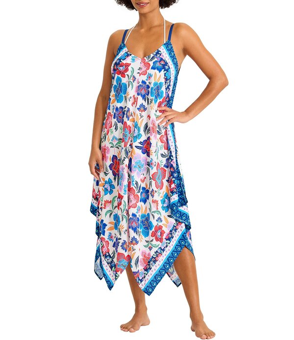 トッミーバハマ レディース トップス ワンピース Vネック フラワー柄 フラワー Tommy Bahama Tropi Floral V-Neck Scarf Dresswim Cover-Up White ホワイト｜ReVida 店