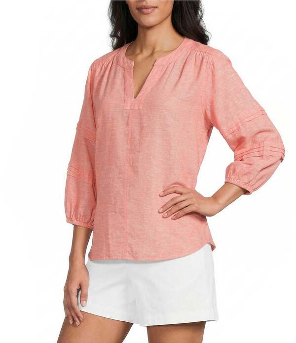 ウエストバウンド レディース トップス シャツ Vネック Westbound Solid 3/4 Sleeve V-Neck Top Living Coral コーラル