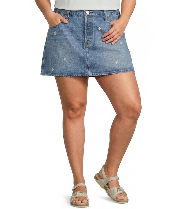 リーバイス レディース ボトムスカート フラワー柄 プラスサイズ ミニ 刺繍 フラワー Levi'sR Plusize Icon Floral Embroidered Mid-Rise Mini Skirt Bee In The Bonnet