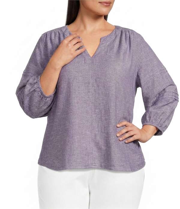 ウエストバウンド レディース トップス シャツ Vネック プラスサイズ プリント Westbound Plusize Print 3/4 Sleeve V-Neck Top Mystical｜ReVida 店