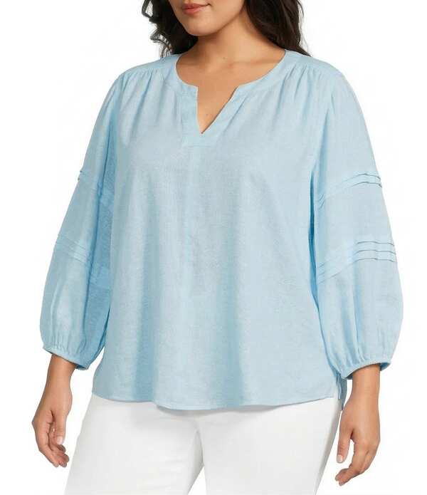 ウエストバウンド レディース トップス シャツ Vネック プラスサイズ プリント Westbound Plusize Print 3/4 Sleeve V-Neck Topetite Four
