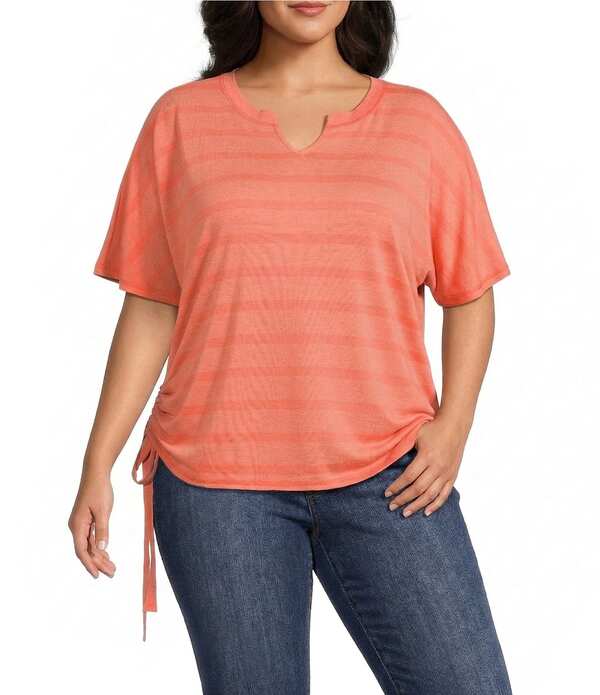 ウエストバウンド レディース トップス シャツ Vネック プラスサイズ Westbound Plusize Short Sleeve V-Neck Side Tie Top Living Coral コーラル 16,775円