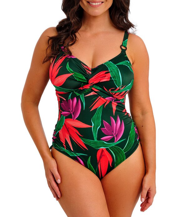 幻想曲 レディース トップス 衣装 御花柄 刷り上げる 御花 Fantasie Pichola Floral Printwist Front One Piece Swimsuit Mangrove