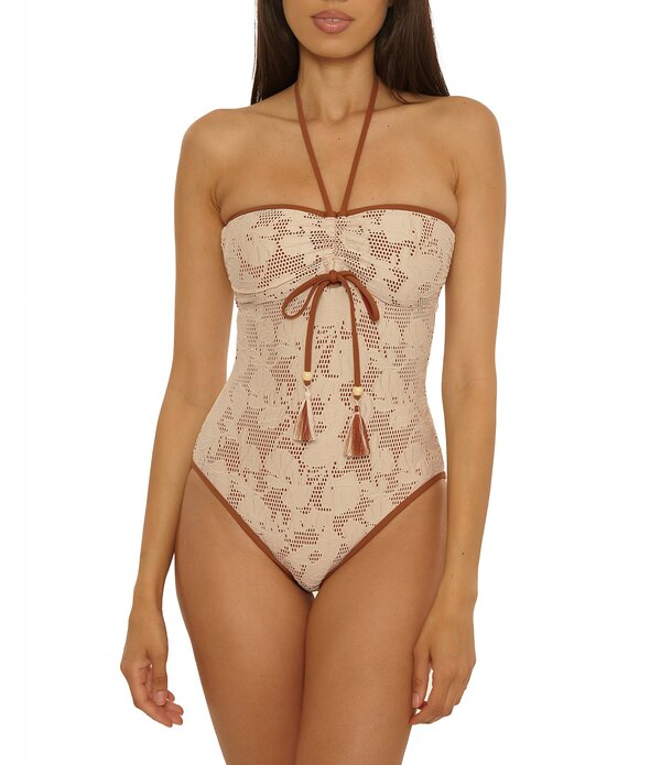 ラッキーブランド レディース トップス ワンピース Lucky Brand Belize Crocket Sweetheart Neck Bandeau One Piece Swimsuit Natural