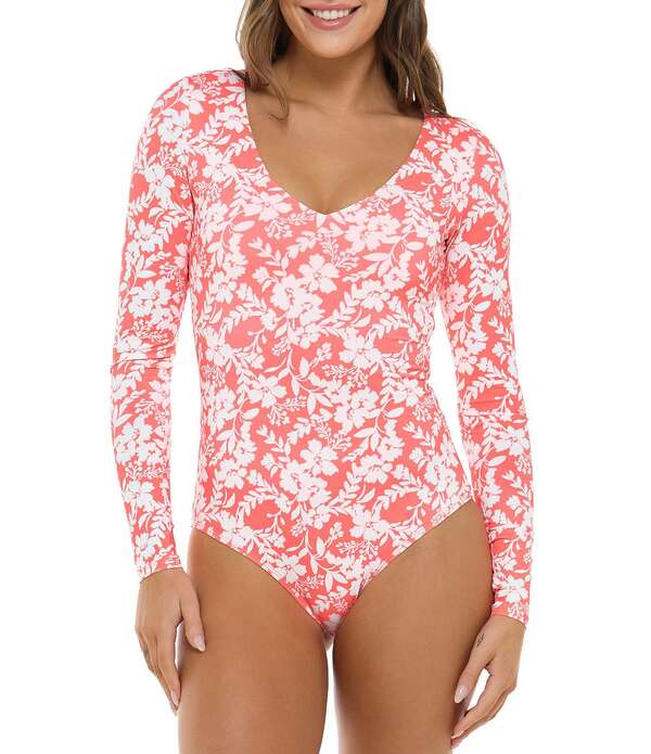 ボディーグローヴ レディース トップス ワンピース Vネック Body Glove Blooms Allegra V-Neck Long Sleeve Moderate Coverage One Piece Swimsuit Sunkissed
