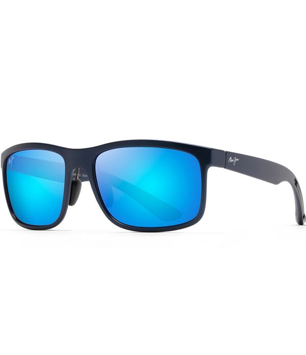 マウイ体育館 レディース 佩び物 サングラス・アイウェア 足し加える大きさ Maui Jim Unisex Huelo 58粍 PolarizedPlus2Rectangle Sunglasses Dark Translucent Blue/Blue 青色