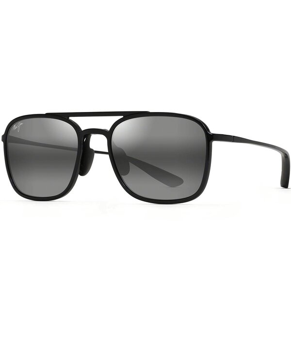 マウイ体育館 レディース 佩び物 サングラス・アイウェア 足し加える大きさ Maui Jim Unisex Keokea 55粍 PolarizedPlus 2 Aviator Sunglasses Black Gloss 黒いこと