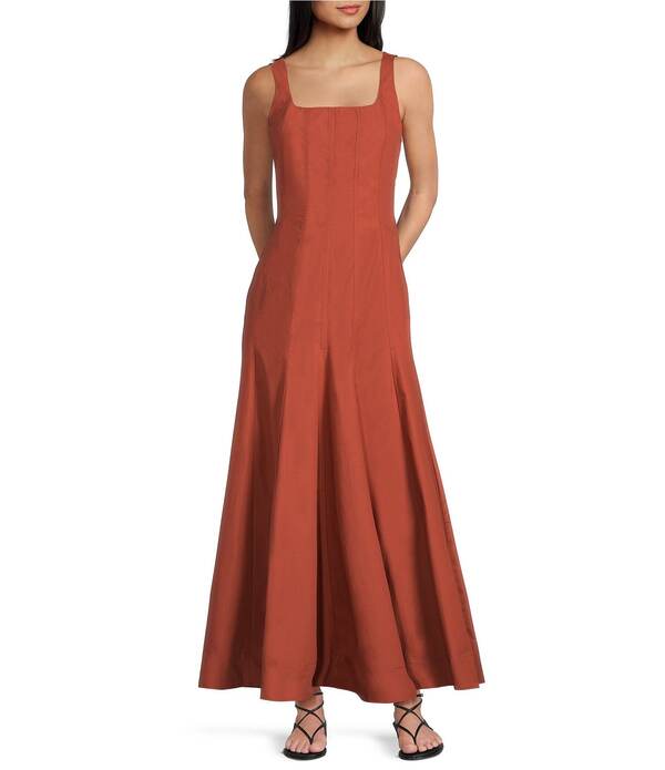 トップショップ レディース トップス ワンピースカート マキシ TOPSHOP Dropped Hem Full Circle Skirt Maxi Dress Rust ラスト｜ReVida 店