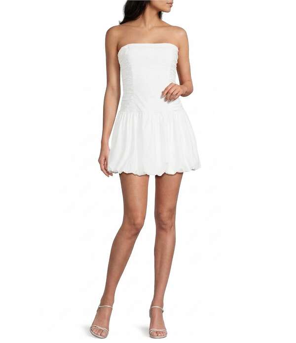 ルルズ レディース トップス 衣装 ミニ Lulus Molly Puffed Hem Drop Waist Mini Dress White 白いこと レディースファッション-ワンピース
