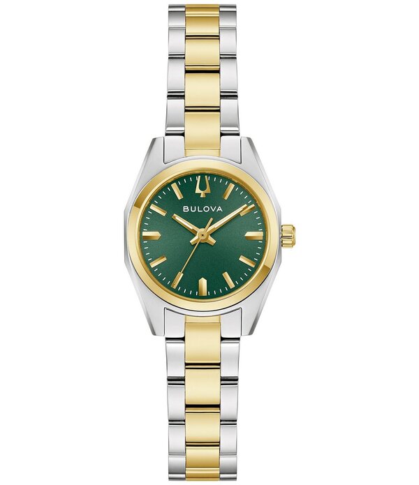 ブロバ レディース 佩び物 ウォッチ プルオーバー Bulova Women\u0027surveyor 29粍 Three Hand Stainlessteel Bracelet Watch Green/Two Tone 緑であること