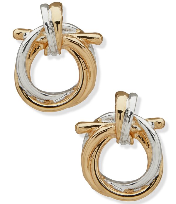 アンクライン レディース アクセサリー ピアス・イヤリング Anne Klein Two Tone Doorknocker Knot Stud Earrings Two Tone