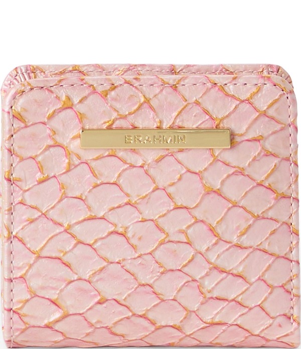 ブランミン レディース 付属品 紙入れ ミニ BRAHMIN Pink Novella Collection Snakembossed Jane Mini Bifold Wallet Pink さくら色