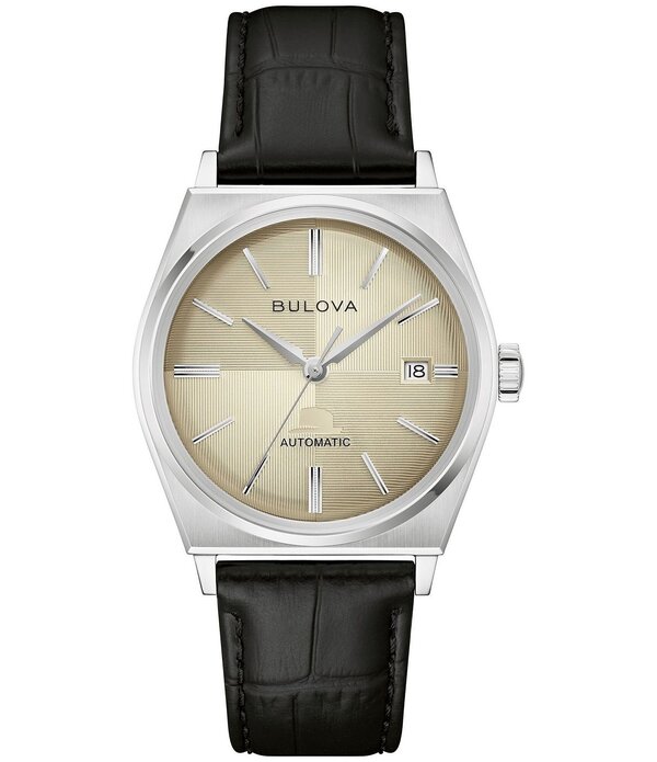 ブロバ レディース 付属物 ウオッチ なめし革 Bulova Men\u0027sinatra 45粍 Automatic Leather Strap Watch Black 黒いこと