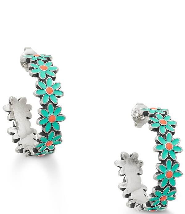 ジェームズ エイヴリー レディース アクセサリー ピアス・イヤリング フラワー柄 フラワー James Avery Largenamel Floral Hoop Earringsterling Blue ブルー
