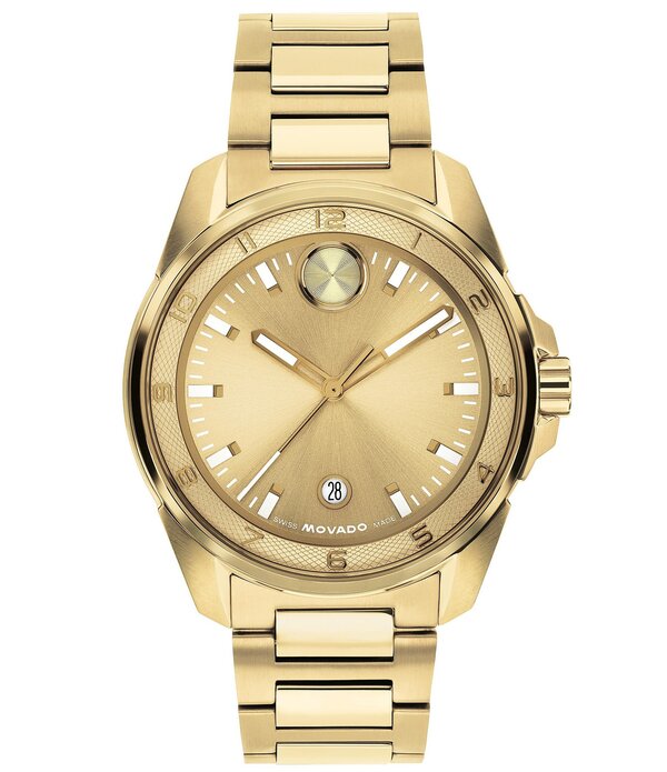 モバド レディース アクセサリー 腕時計 Tシャツ Movado Bold Men's Verso S Edition Quartz Analog Stainlessteel Bracelet Watch Gold ゴールド