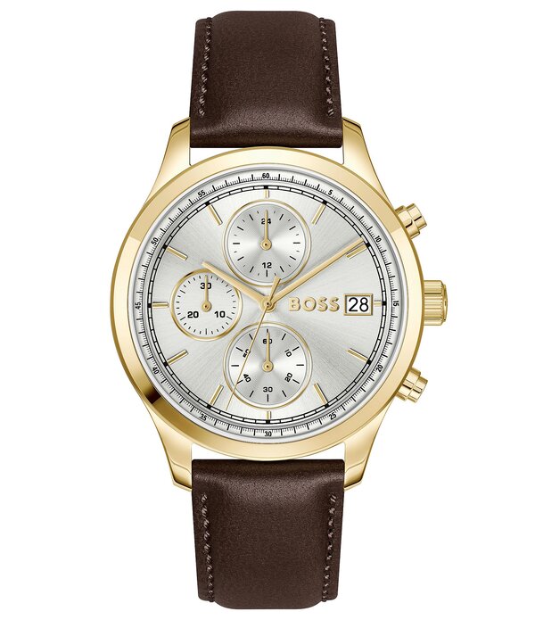 ヒューゴボス レディース 佩び物 ウォッチ なめし革 Hugo Boss Men\u0027stratus Quartz Chronograph Brown Leather Strap Watch Brown 赤銅色