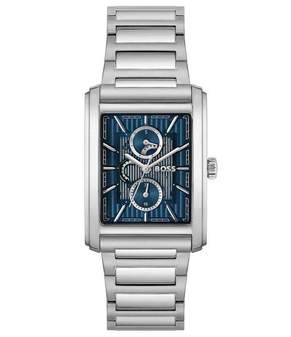 ヒューゴボス レディース 佩び物 ウォッチ プルオーバー Hugo Boss Men\u0027s Principle 30.5mmultifunction Stainlessteel Bracelet Watch Silver/Blue 青色