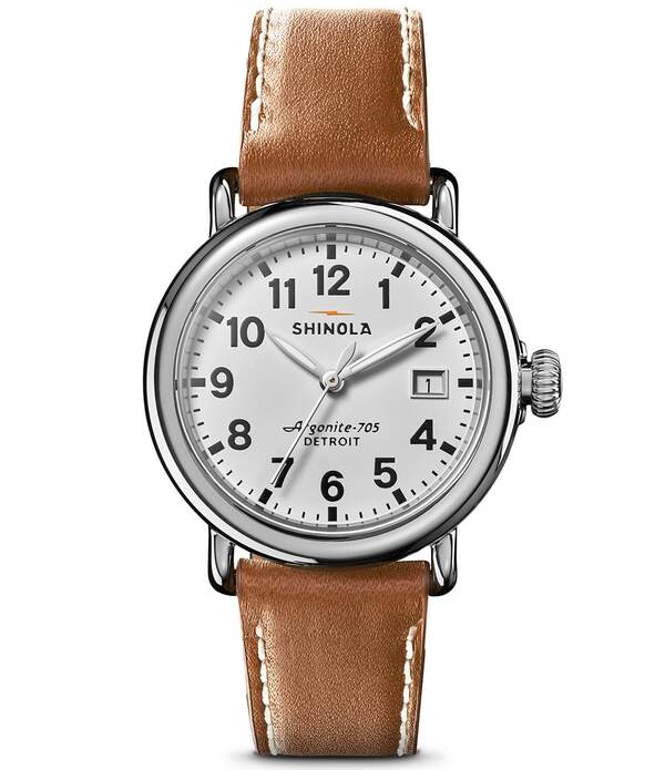 シャイノーラ レディース アクセサリー 腕時計 レザー SHINOLA Unisex Runwell Quartz Analog Tan Leather Strap Watch Tan/White ホワイト