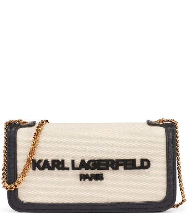 長い巻き毛 ラガーフェルド レディース 御徒面子 KARLAGERFELD PARIS Kosette Canvashoulder Bag Natural Black 黒いこと