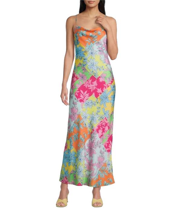 ジービー レディース トップス ワンピース フラワー柄 プリント マキシ フラワー GB Cowl Neck Magenta Floral Printed Maxi Slip Dress Magenta Multi マゼンタ