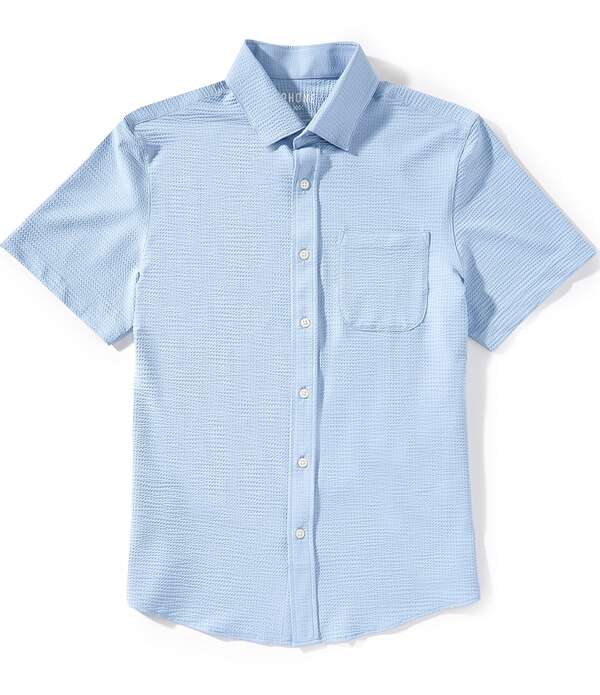 ローヌ メンズ トップス シャツ RHONE Commuter Seersucker Short Sleeve Woven Shirt Light Blue ブルー