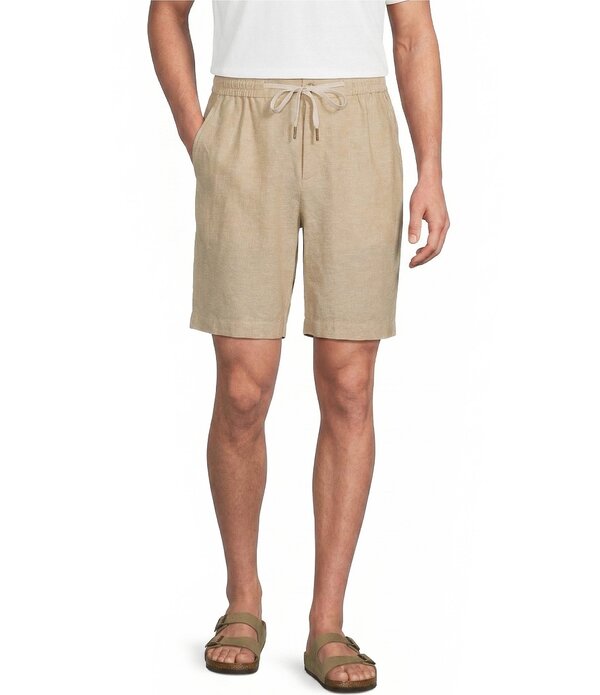 ラウンドトゥリーアンドヨーク メンズ ボトムス ハーフパンツ・ショーツ ショートパンツ リネン Roundtree & Yorke Luxury Linen Blend Flat Front Drawstring 8 Inseam Solid Shorts Natural｜ReVida 店