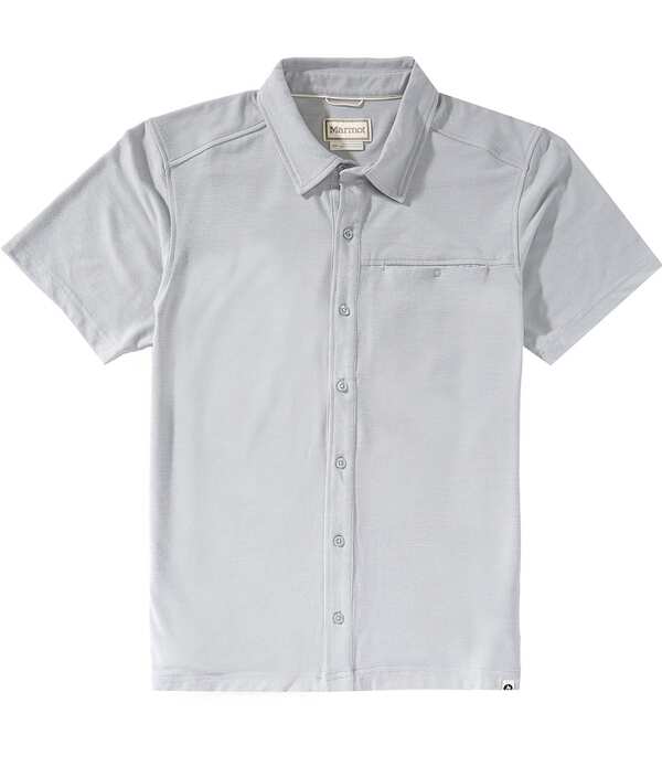マーモット メンズ トップス シャツ Marmot Sereno Performance Stretch Short Sleeve Woven Shirt Sleet Storm Heather ヘザー｜ReVida 店