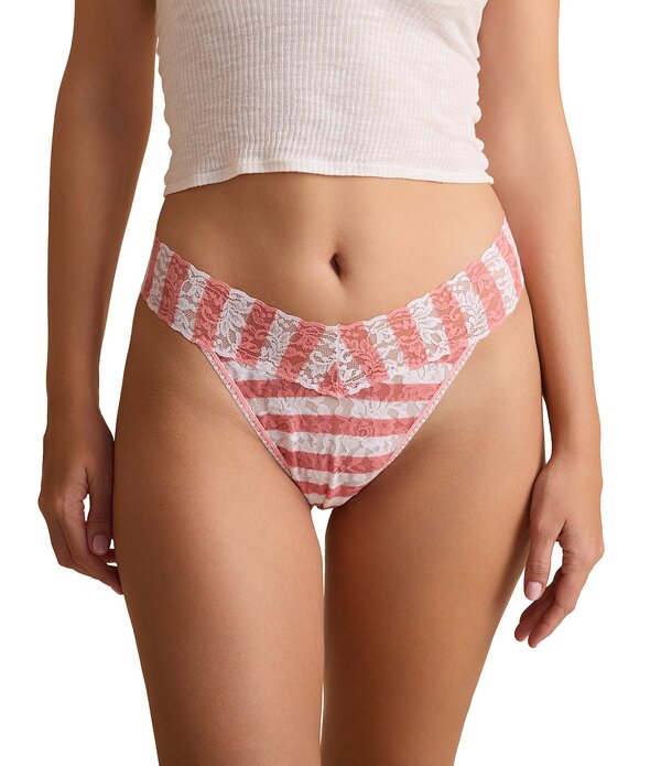 ハンキーパンキー レディース アンダーウェア パンツ レース Hanky Panky Signature LaceR Original Rise Striped Thong Beach Club ストライプ