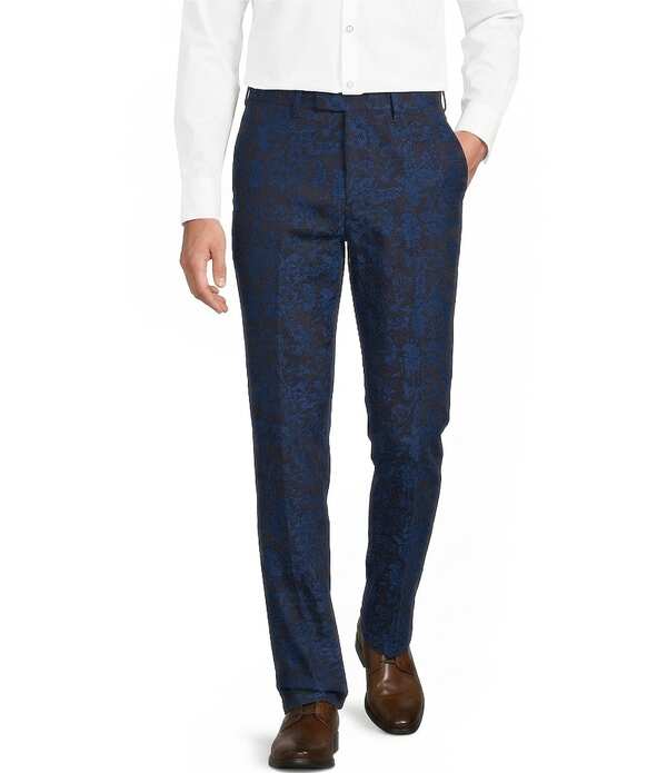 ムラノ メンズ ボトムス 心地好いズボン下 か細い相応う 旗がしら Murano Thevent Capsule Alex Jacquard Slim Fit Suit Separates Dress Pants Dark Blue 青み