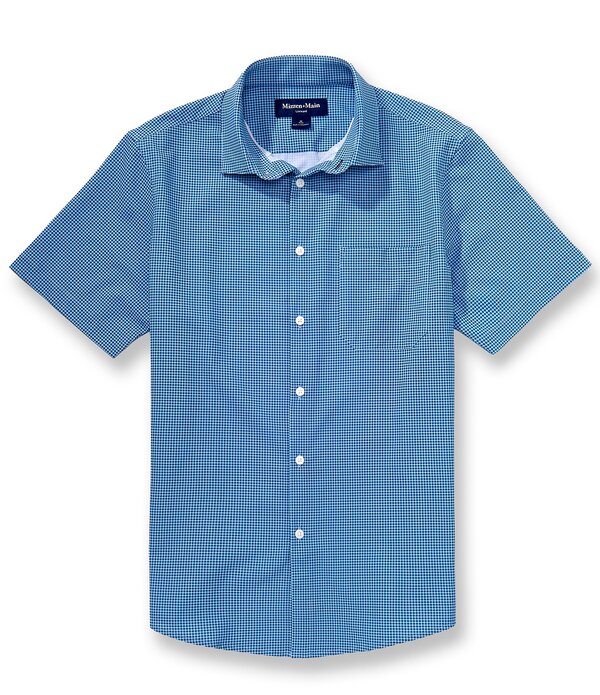 ミズンメイン メンズ トップス プルオーバー 刷り上げる Mizzen+Main Leeward Circle Print Short Sleeve Woven Shirt Coastal Fjord トップス-メンズファッション