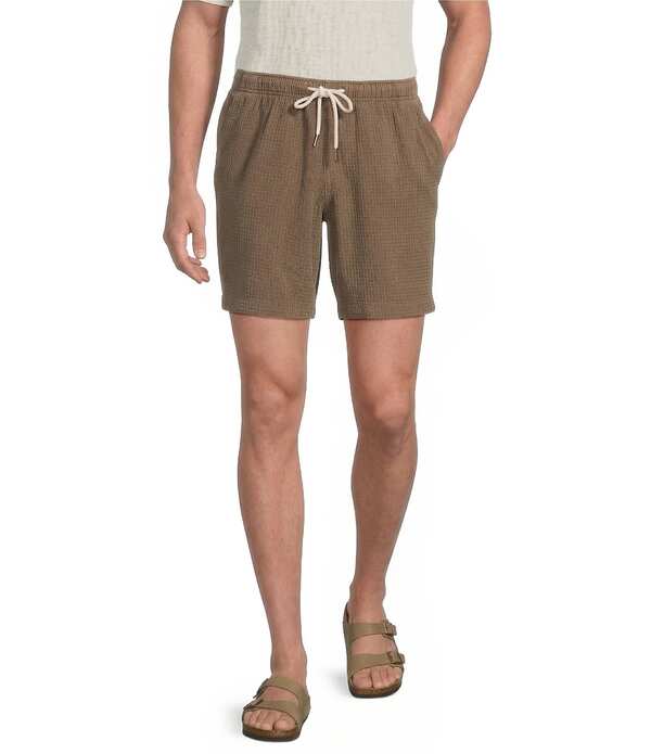 ラウン メンズ ボトムス ハーフパンツ・ショーツ ショートパンツ Rowm Drawstringarment Dyed Solid Texture 7 Inseam Shorts Dark Taupe トープ|ReVida 店