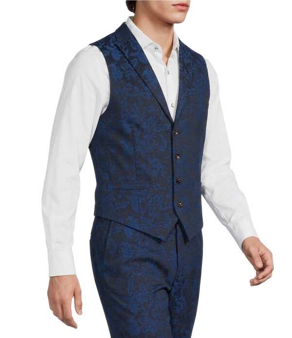 ムラノ メンズ アウター より良い 旗がしら Murano Thevent Capsule Jacquard Suit Separates Vest Dark Blue 青色
