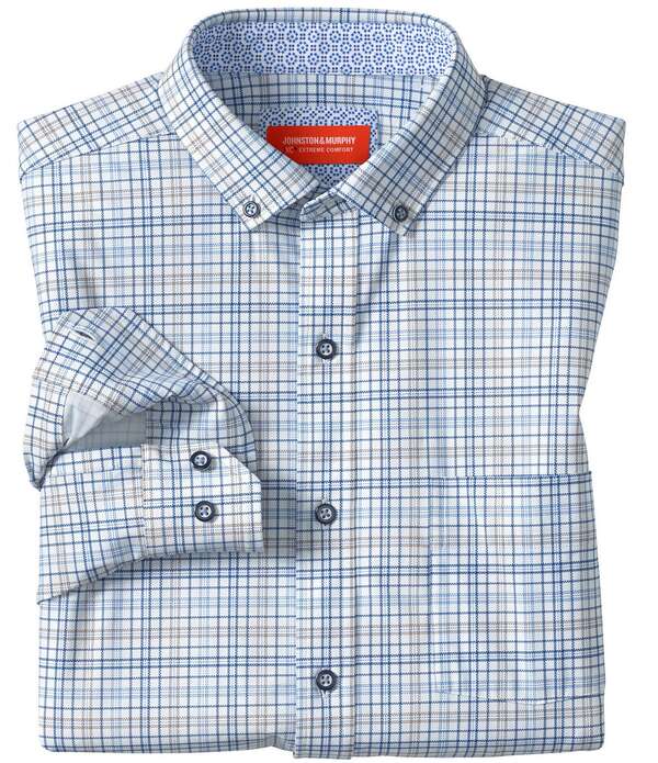 ジョンストンアンドマーフィー メンズ トップス シャツ Johnston \u0026 Murphy XC+ Motion Multi Color Plaid Long Sleeve Woven Shirt Blue/Tan Plaid ブルー