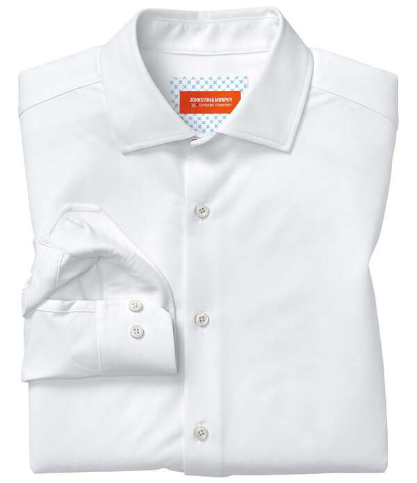 ジョンストンアンドマーフィー メンズ トップス シャツ Johnston & Murphy XC+ Motion Solid Long Sleeve Woven Shirt White ホワイト