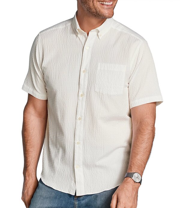 ジョンストンアンドマーフィー メンズ トップス シャツ Johnston & Murphy Leland Seersucker Short Sleeve Woven Shirt White Seersucker ホワイト