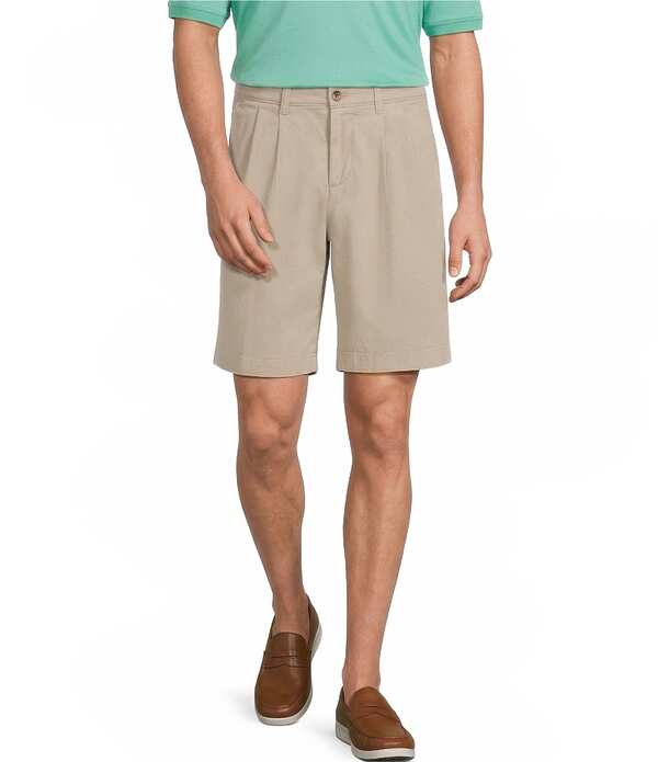 ラウンドトゥリーアンドヨーク メンズ ボトムス ハーフパンツ・ショーツ プリーツ トール ショートパンツ Roundtree & Yorke Big & Tall The Cloud Short Classic Fit Pleated 9 Inseam Washed Chino Shorts Khaki カーキ｜ReVida 店