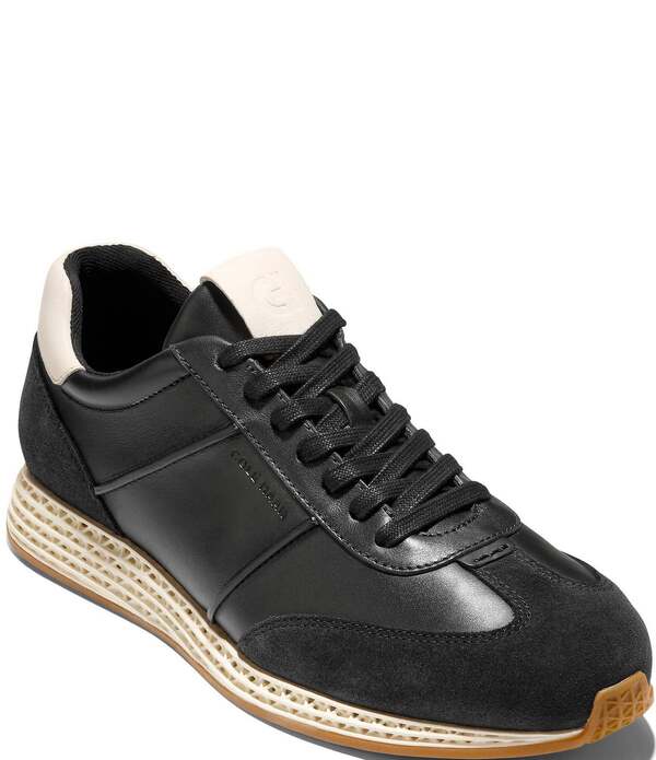 コールハーン メンズ シューズ スニーカー レザー Cole Haan Men GrandPro Low Profile SkyWeave Leatherunning Sneakers Black/Ivory/Angora アイボリー