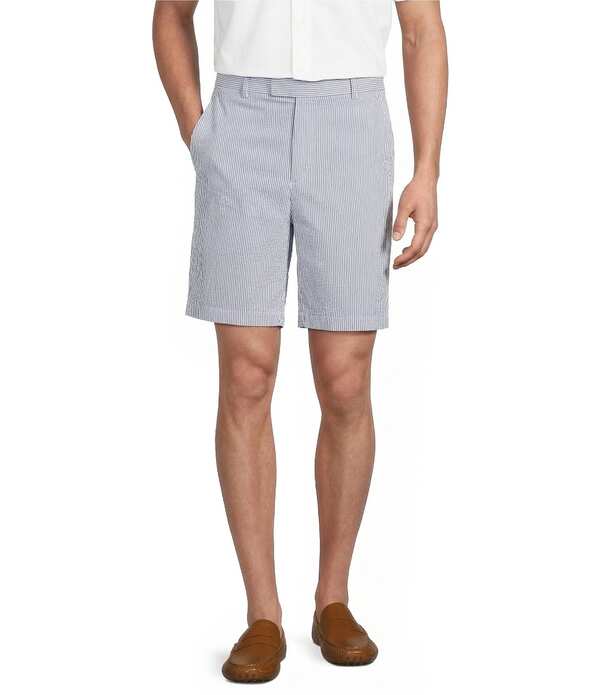 ダニエル クレミュ メンズ ボトムス ハーフパンツ・ショーツ ショートパンツ Cremieux Blue Label Madison Flat Front Seersucker Stripe 8 Inseam Shorts Blue ブルー