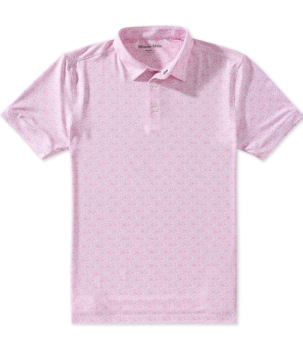 ミズンメイン メンズ トップス プルオーバー 刷り上げる Mizzen+Main Versazaleas Print Short Sleeve Polo Shirt Pink Azaleas Outline サクラ色