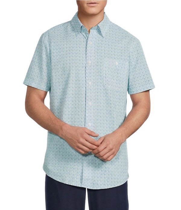 ダニエル クレミュ メンズ トップス シャツ プリントール Cremieux Big & Tall Blue Label Drink Print Seersucker Performance Short Sleeve Woven Shirt Blue Aqua ブルー｜ReVida 店