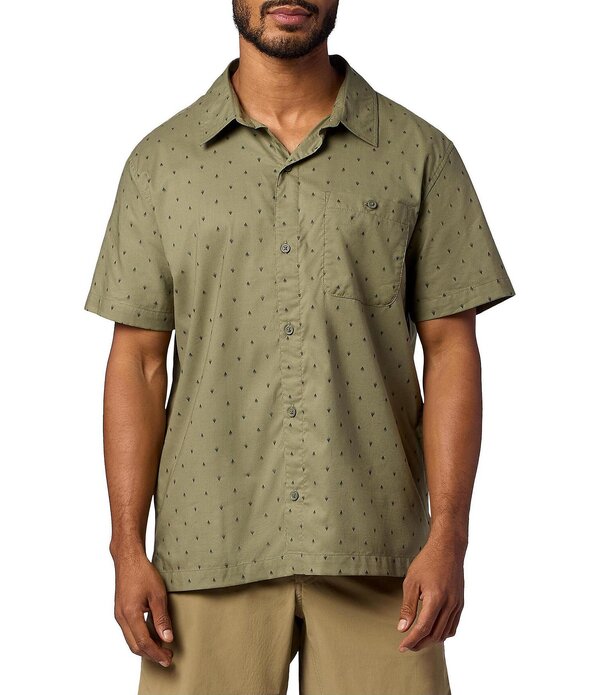 モルモット メンズ トップス プルオーバー 刷り上げる ミニ Marmot Cedrus Mini Print Short Sleeve Woven Shirt Olive Grove Sprout オリーブ カジュアルシャツ-メンズファッション-トップス