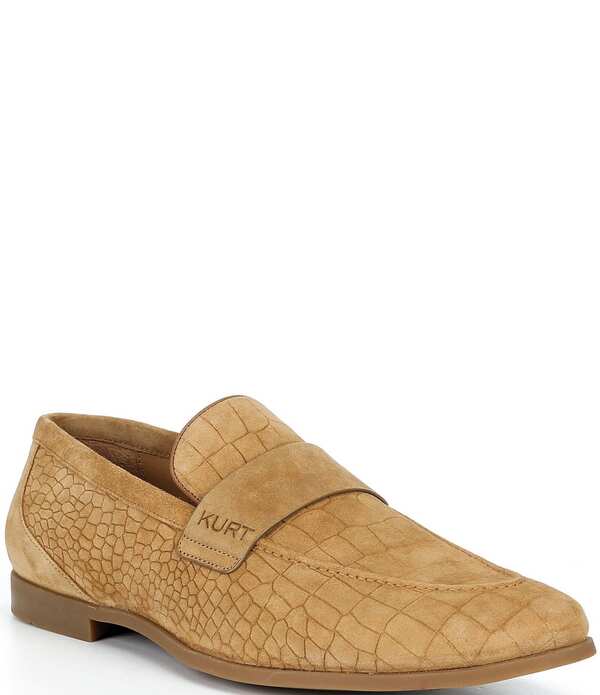 カートジェイガーロンドン メンズ シューズ スリッポン・ローファー スエード Kurt Geiger London Men's Aldgate Flex Croco Embossed Suede Loafers Camel キャメル