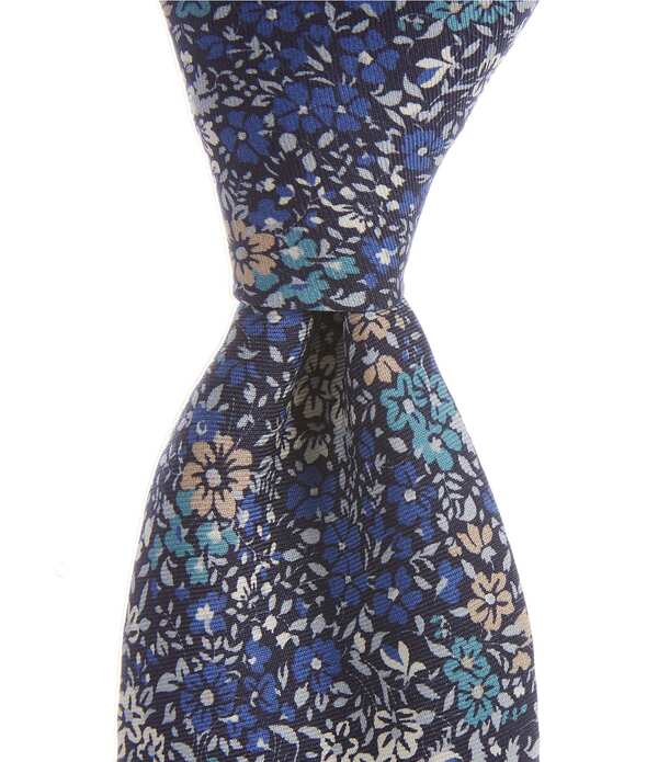 ダニエル クレミュ メンズ 付属品 タイ 御花柄 地絹 御花 Cremieux Eaton Floral 3 Silk Tie Blue 青み