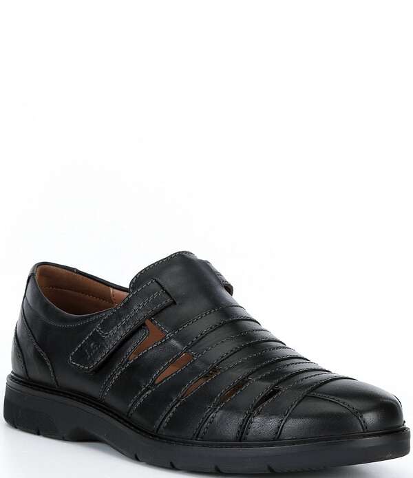 ジョセフセイベル メンズ シューズ スリッポン・ローファー サンダル なめし革 Josef Seibel Men\u0027stuart 12 Leather Fisherman Hook-and-Loop Sandals Black 黒いこと