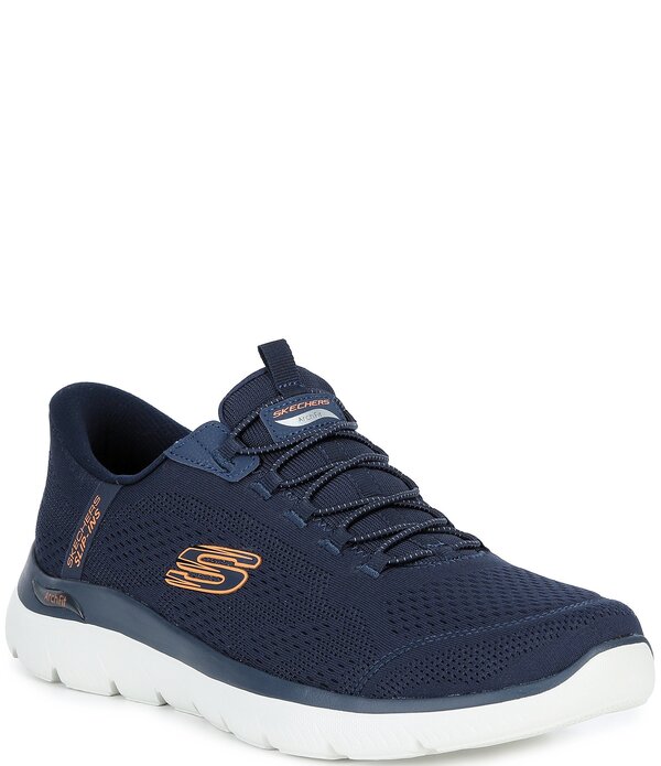 スケッチャーズ メンズ シューズ スリッポン・ローファー スニーカー Skechers Men'slip-ins: Arch Fit Summits -Vorken Machine Washable Sneakers Navy/Orange ネイビー|ReVida 店