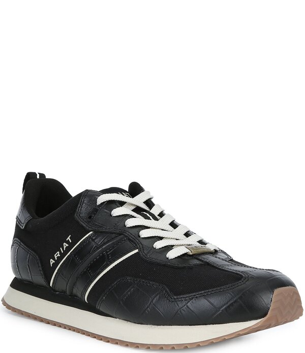 アリアト メンズ シューズ スニーカー スエード レザー Ariat Men's Ranch Suede Croco Embossed Leatherunner Sneakers Black/Midnight ブラック