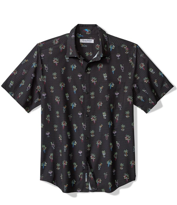 トッミーバハマ メンズ トップス シャツ Tommy Bahama Coast Neon Sipshort Sleeve Woven Shirt Matte Black ブラック