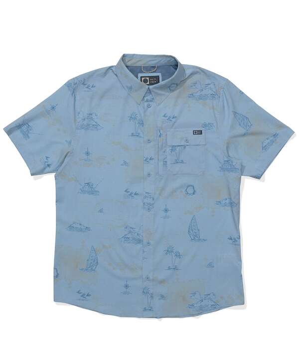 ソルティークルー メンズ トップス プルオーバー 刷り上げる Salty Crew Flagshiprinted Short Sleeve Woven Shirt Clear Sky