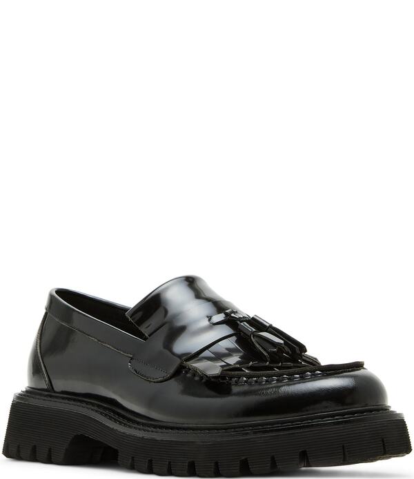 スティーブ マデン メンズ シューズ スリッポン・ローファー なめし革 Steve Madden Men\u0027s Zev Leather Tassel Kiltie Lug Loafers Black 黒いこと